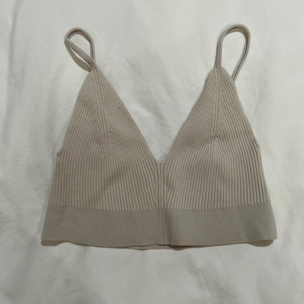 Beige Knit Bralette Top